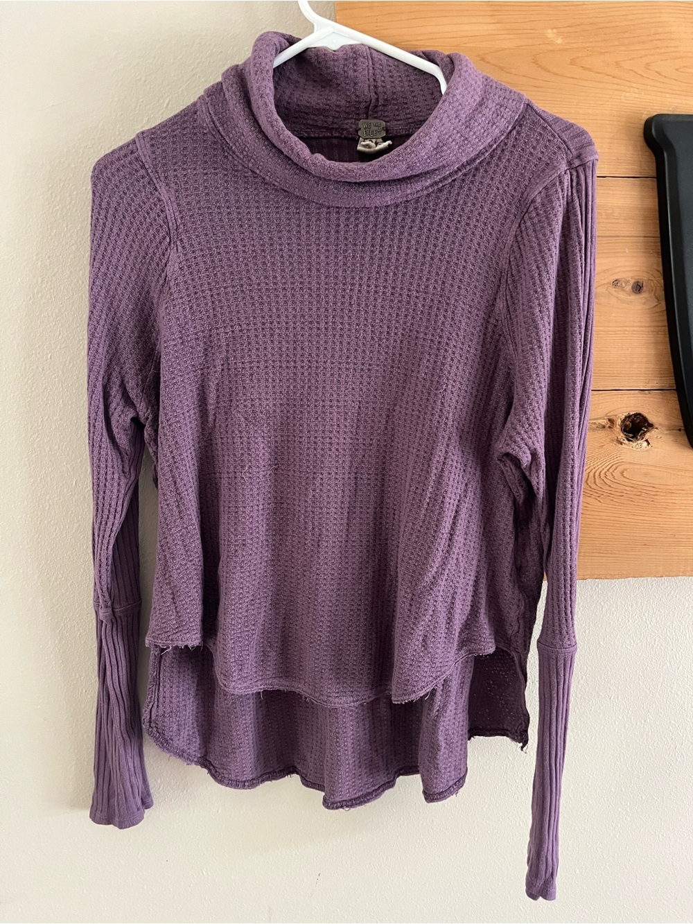 Free People We The Free purple Waffle Knit Long Sleeve high low top